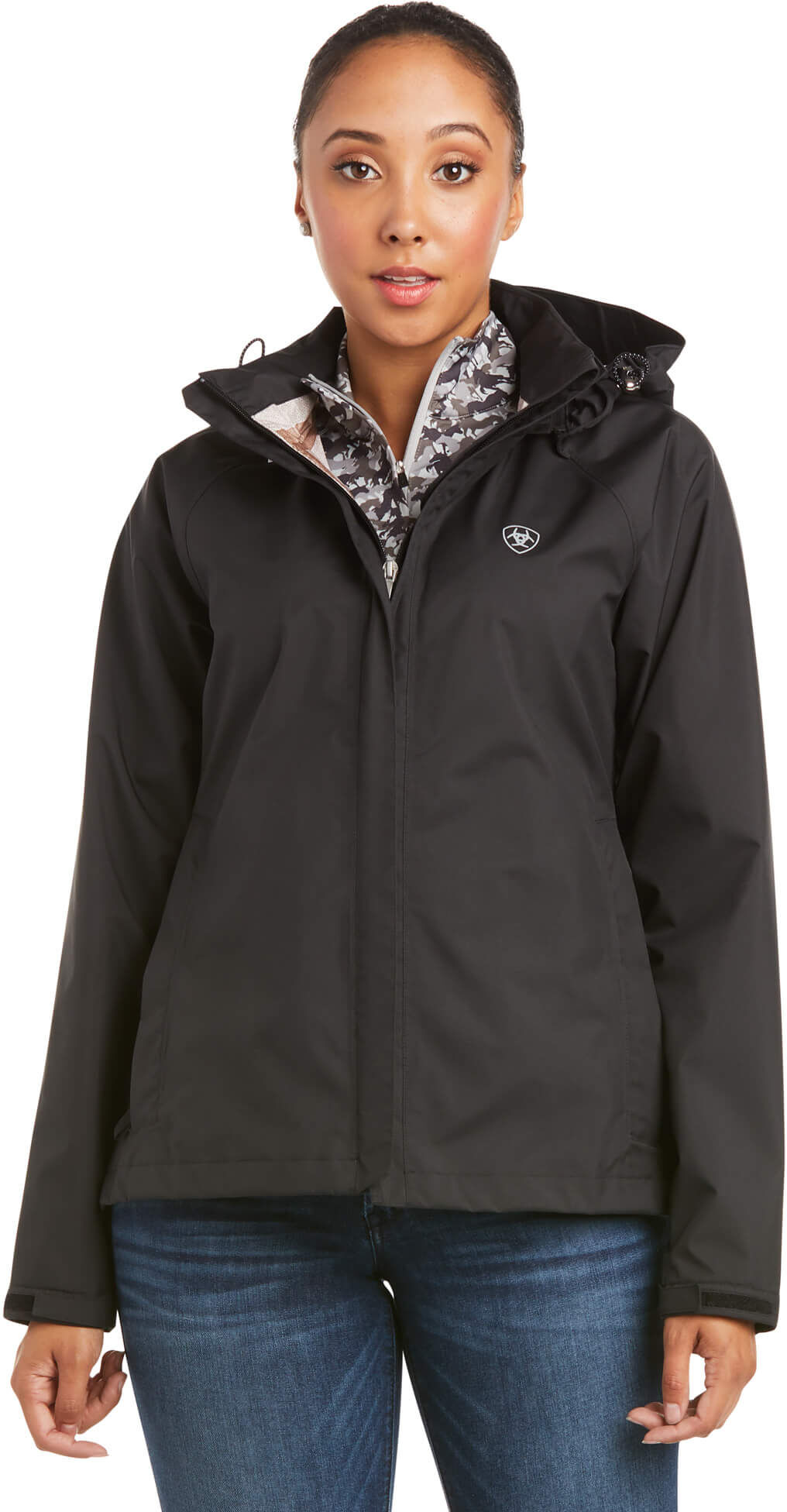 Women's Packable Waterproof Jacket in Black, Size: Medium by Ariat