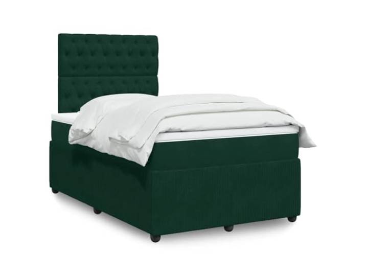 RJPLMFV Lattenrost mit Matratze, Velours, Dunkelgrün, 120 x 200 cm Individuelle Taschenfedern, verstellbares Kopfteil, abnehmbarer Topper, individuelle Unterstützung