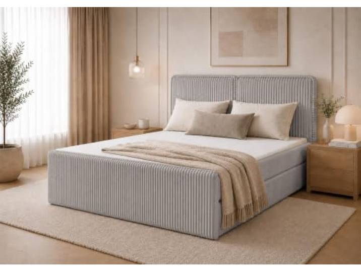 EURO-MOEBEL Boxspringbett ALIS Bett Doppelbett mit Bonell Matratze, Bettkästen (Taupe - Tilia 11, 140 x 200 cm)