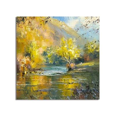 Ölgemälde handgefertigt, handgemalt, Wandkunst, Eindruck, Landschaft, Leinwand, Heimdekoration, Dekor, gespannter Rahmen, fertig zum Aufhängen
