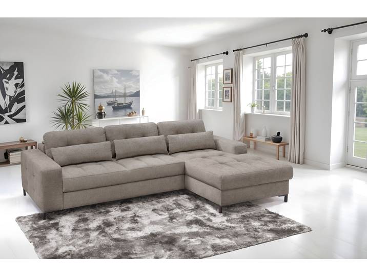 Ecksofa EXXPO - SOFA FASHION Bonito, mit Rücken- und Sitztiefenverstellung, inkl. Bett & Bettkasten , braun (cappuccino), B:260cm H:85cm T:176cm, Sofas, Ecksofa, Sitztiefenverstellung,Höhenverstellung