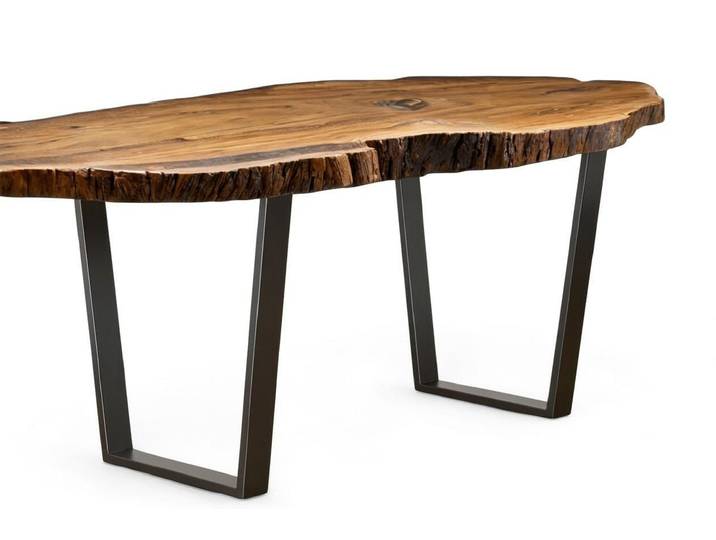 Xlmoebel Esstisch Esstisch Massivholz Metallrahmen Eiche Modern Esszimmer Möbel Blick (1-St., 1-tlg)