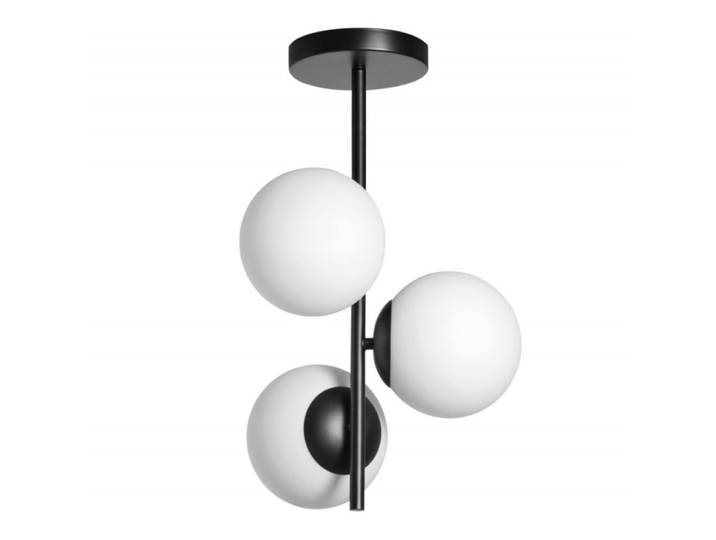 Plafonnier métal noir et verre blanc