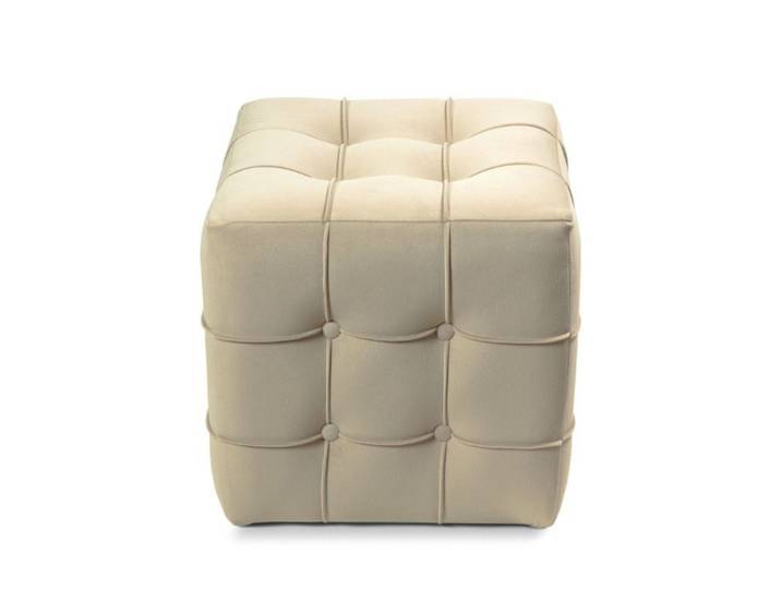 Pouf en velours Lizbon - 42 x 42 x 42 cm - Crème