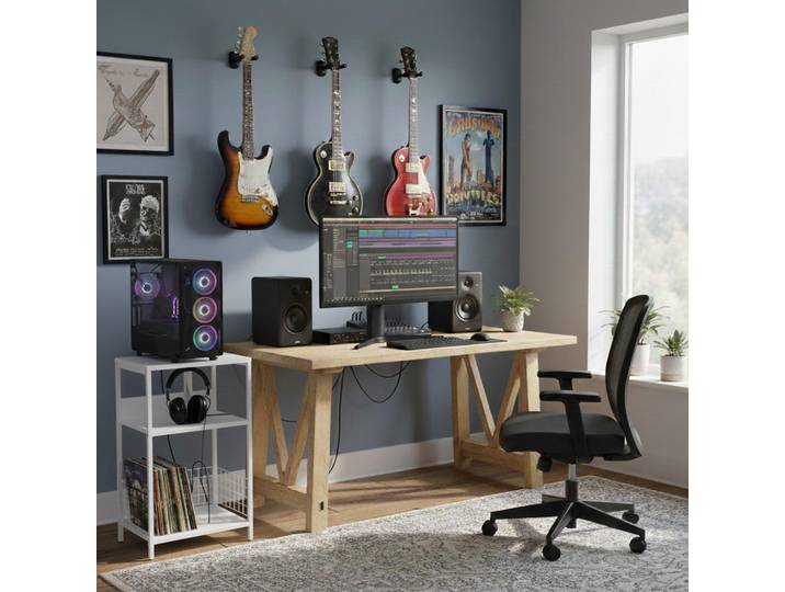 Relaxdays Regal Weiß Plattenspieler Schallplatten 3 Ebenen, Metall, 40x65x30 cm, Wohnzimmer, TV Möbel, CD-Regale