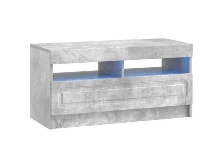 TV-Schrank aus Holz, betongrau, schlankes Design Flexible LED-Leuchten, 90 ° drehbare Türen, Wandbefestigung, großer Raum, Holz, für den Innenbereich