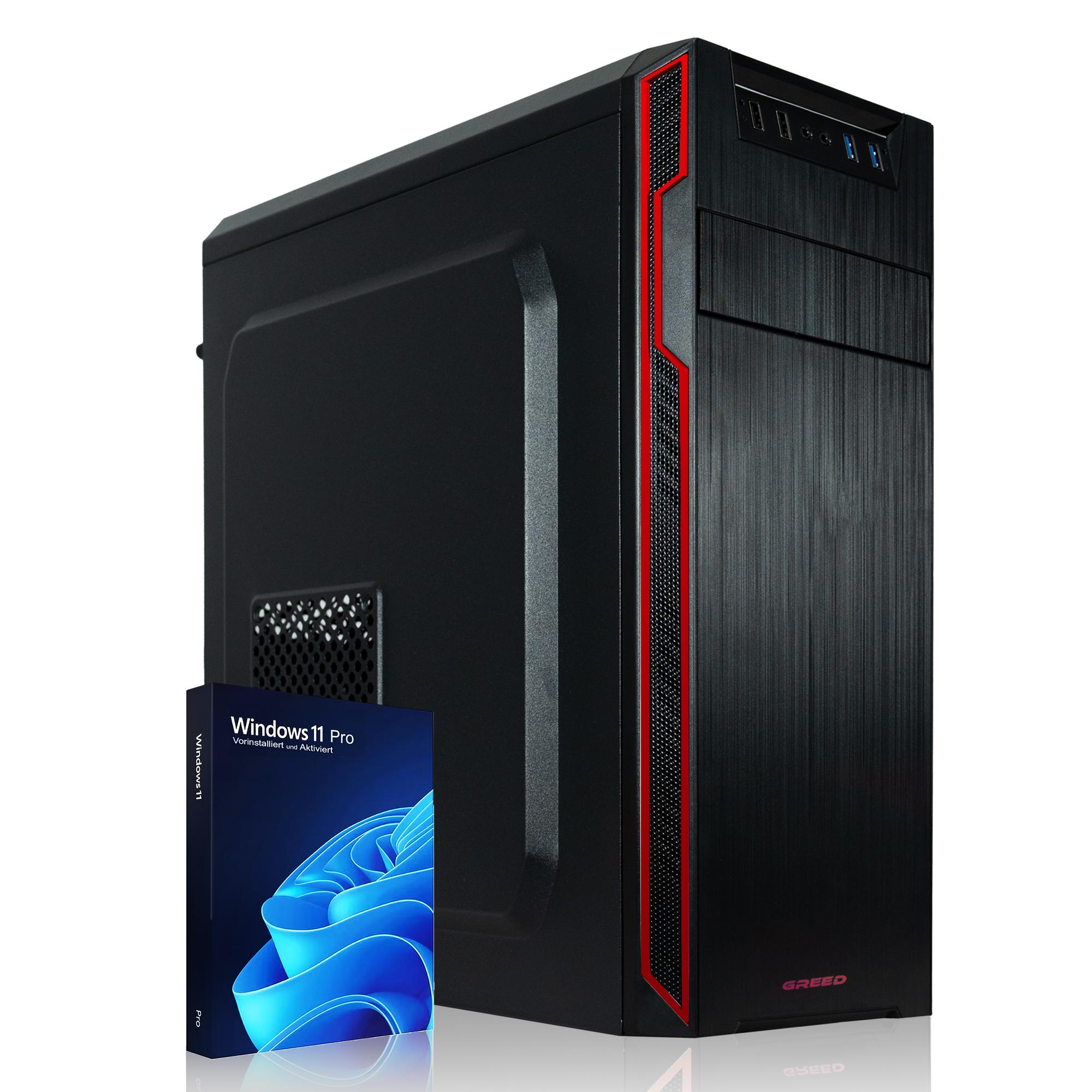 Greed Basic V2 PC - AMD Ryzen 5 4600G - Büro & Home Office Computer - 4,2 GHz - 8GB RAM - 256GB SSD - DVD+RW - USB 3.1 - WLAN - Win 11 Pro