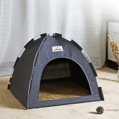 Inspire Curations Foldable Pet Tent House With Breathable Cooling Mat four Seasons Grey m 42x42x36cm