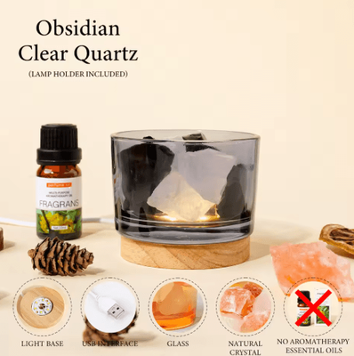 Inspire Picks Rose Quartz Crystal Aroma Lamp Natural Rose Quartz Crystal Lamp For Relaxing Home Decor obsidian including Lamp Base