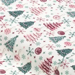 Baumwollstoff Weihnachtsbäume "Sina", weiß-color