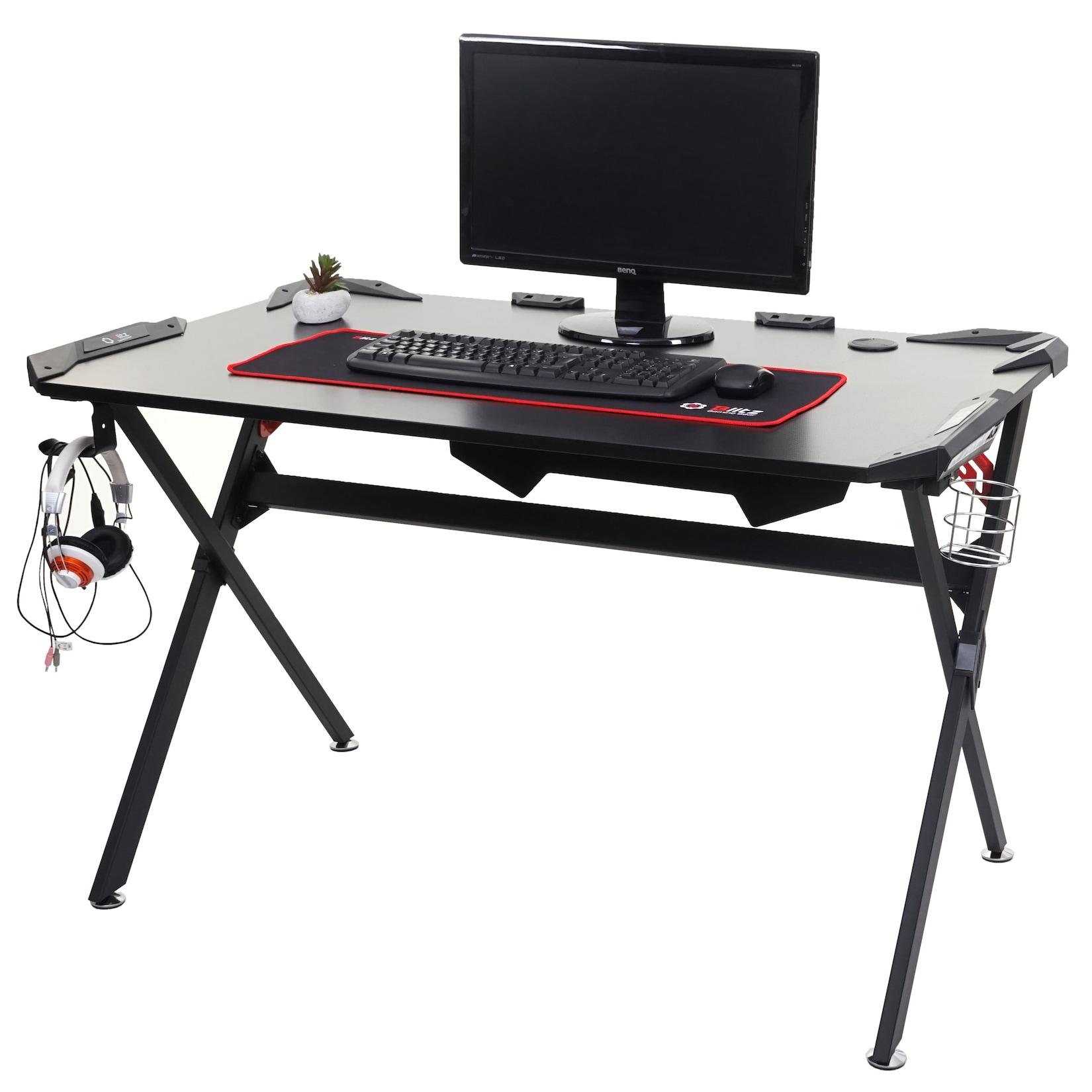 Schreibtisch MCW-F11, Computertisch Jugend-Schreibtisch, Gaming 120x75cm MVG schwarz