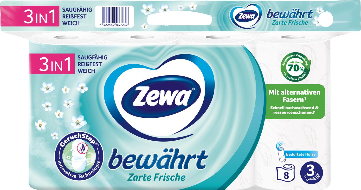 Zewa Toilettenpapier mit Geruchstop®-Technologie 3-lagig 380001
