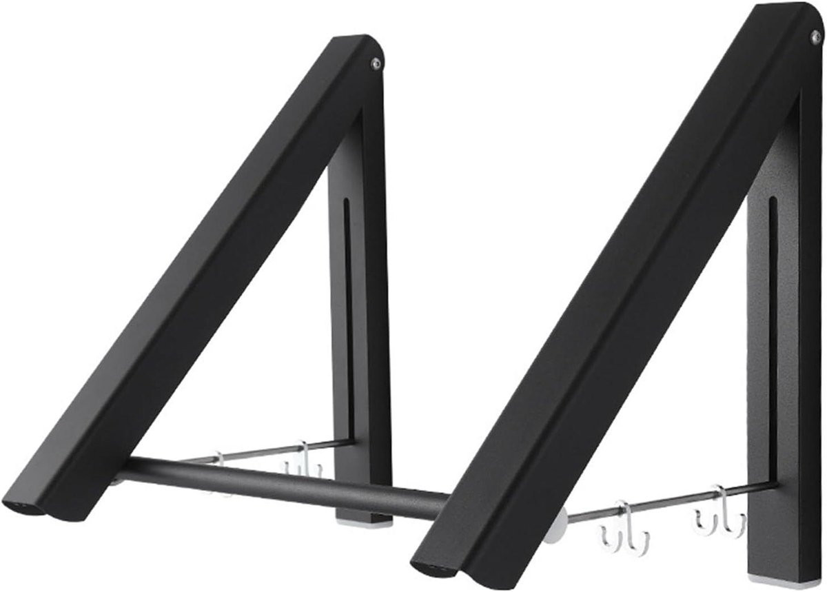Zwarte opvouwbare wandhanger driehoek voor kleding en handdoeken, 120 cm