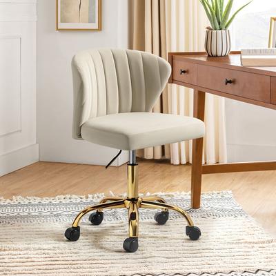HULALA HOME Ilia Modern Velvet Wingback 360 degree Ergonomic Office Task Chair with Channel Tufted Back