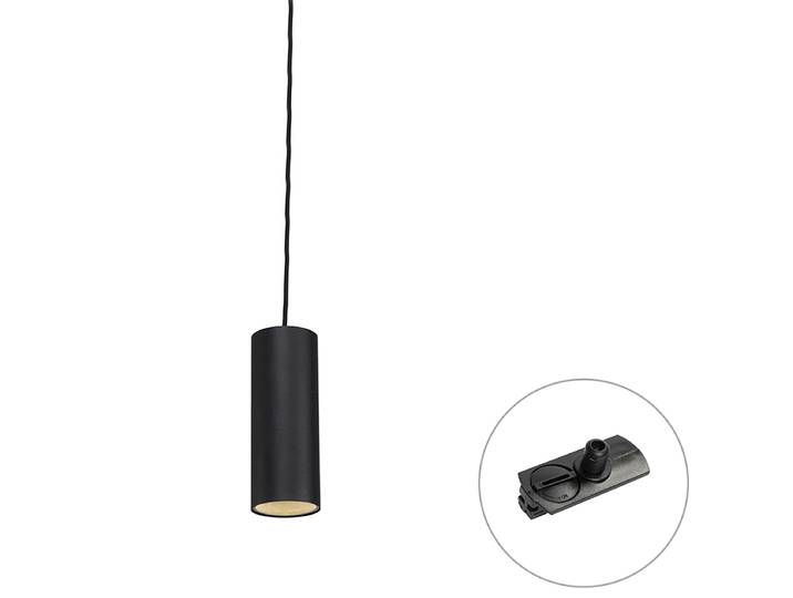 Suspension design noire avec adaptateur rail monophasé inclus -