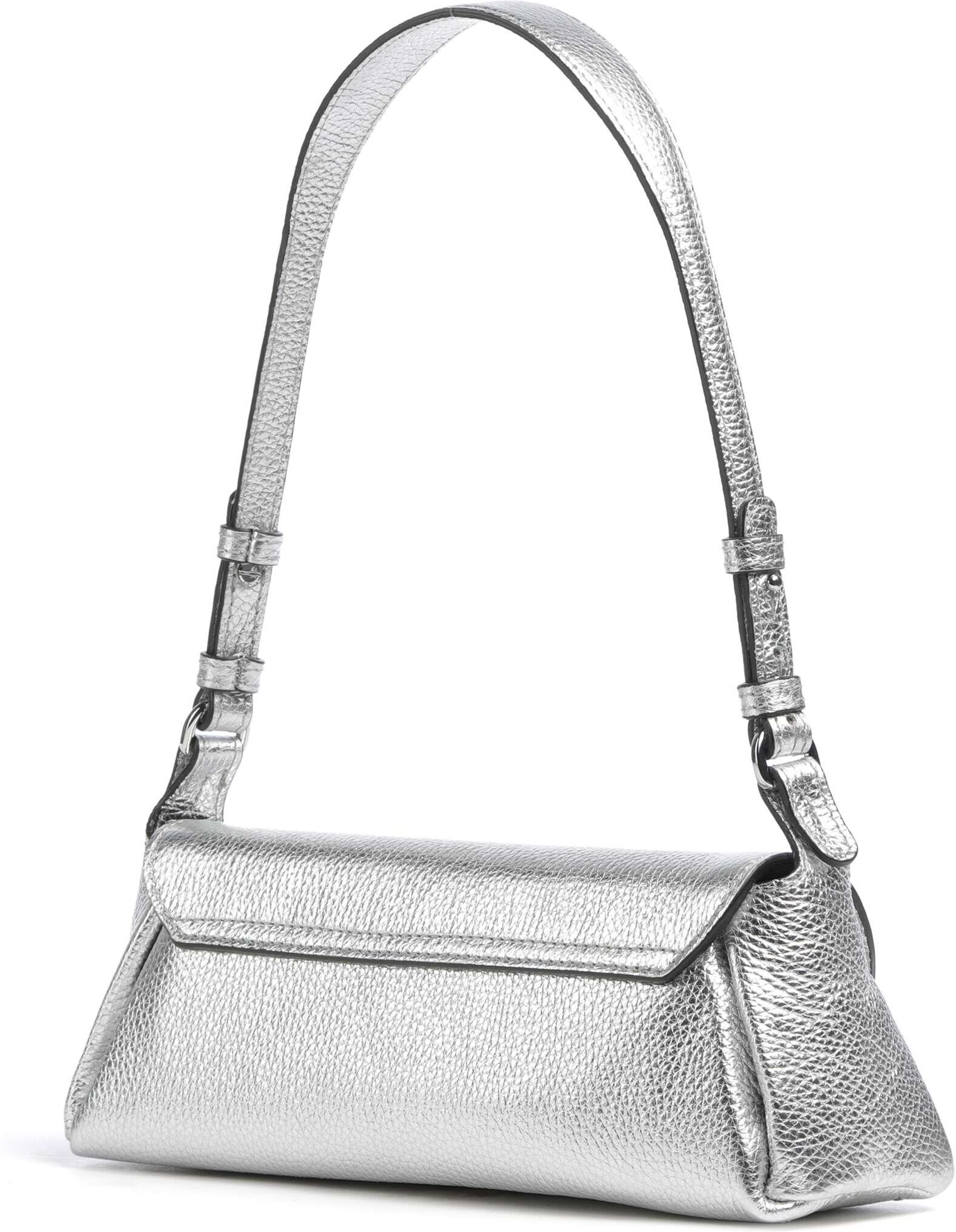 Abro Shimmer Park Schultertasche aus Leder, silber