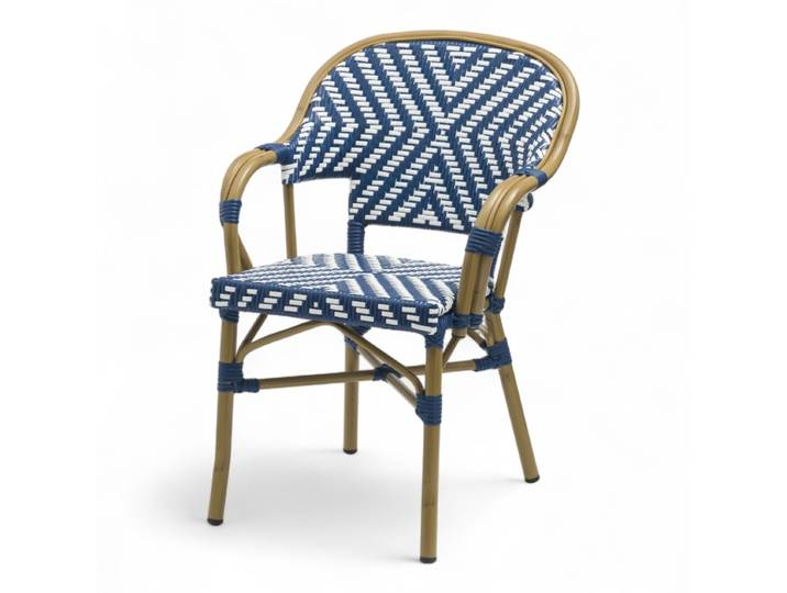 Fauteuil de terrasse BAYONNE - Tressage Bleu et Blanc