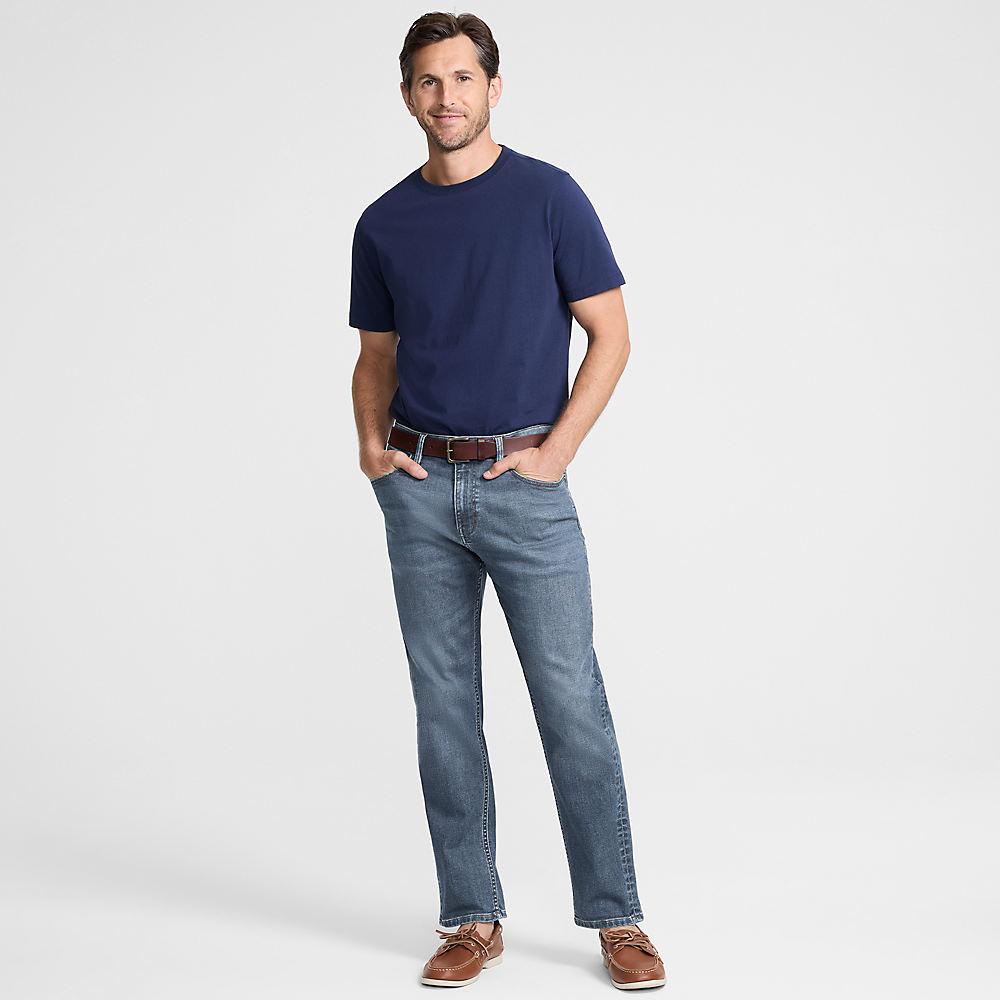 All-Day CoolMax Straight Fit Stretch-Jeans, Herren, size: regular, Blau, by Lands' End