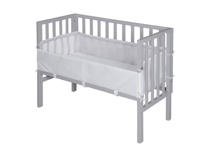 2in1 Beistellbett 'roba Style' inkl. Matratze 45x90, Mesh-Nestchen & Barriere - Holz taupe