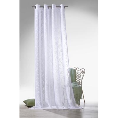 Vorhang WECKBRODT "Romance, 1 Stück, halbtransparent, echte Stickerei, Muster Raute" Gr. 2, weiß, B:140cm H:225cm, Polyester, Gardinen, echte Stickerei, halbtransparent, Muster Raute, Gardine, Store