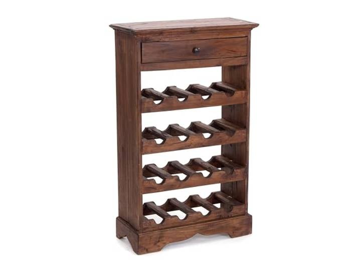 DESIGN DELIGHTS rustikales WEINREGAL Cortez 85 85x55cm(HxB) Massivholz Flaschenregal, Weinflaschenregal aus Holz, Getränkeregal mit Schublade Farbe: 02 Hellbraun