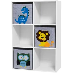 KINDERREGAL Kinder Bücherregal mit 3 Aufbewahrungsboxen für Kinderzimmer Weiß