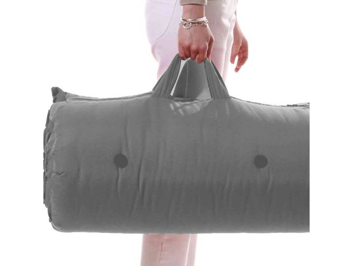 Matelas futon de voyage coton gris clair 70x190 - Gris - Garantie 5 ans - Terre de Nuit