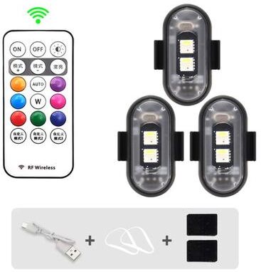 Inspired Living Premium RGB Wireless LED Strobe Lights Multi Mode Motorcycle Warning Lights & Universal Car Position Flash 3pcs