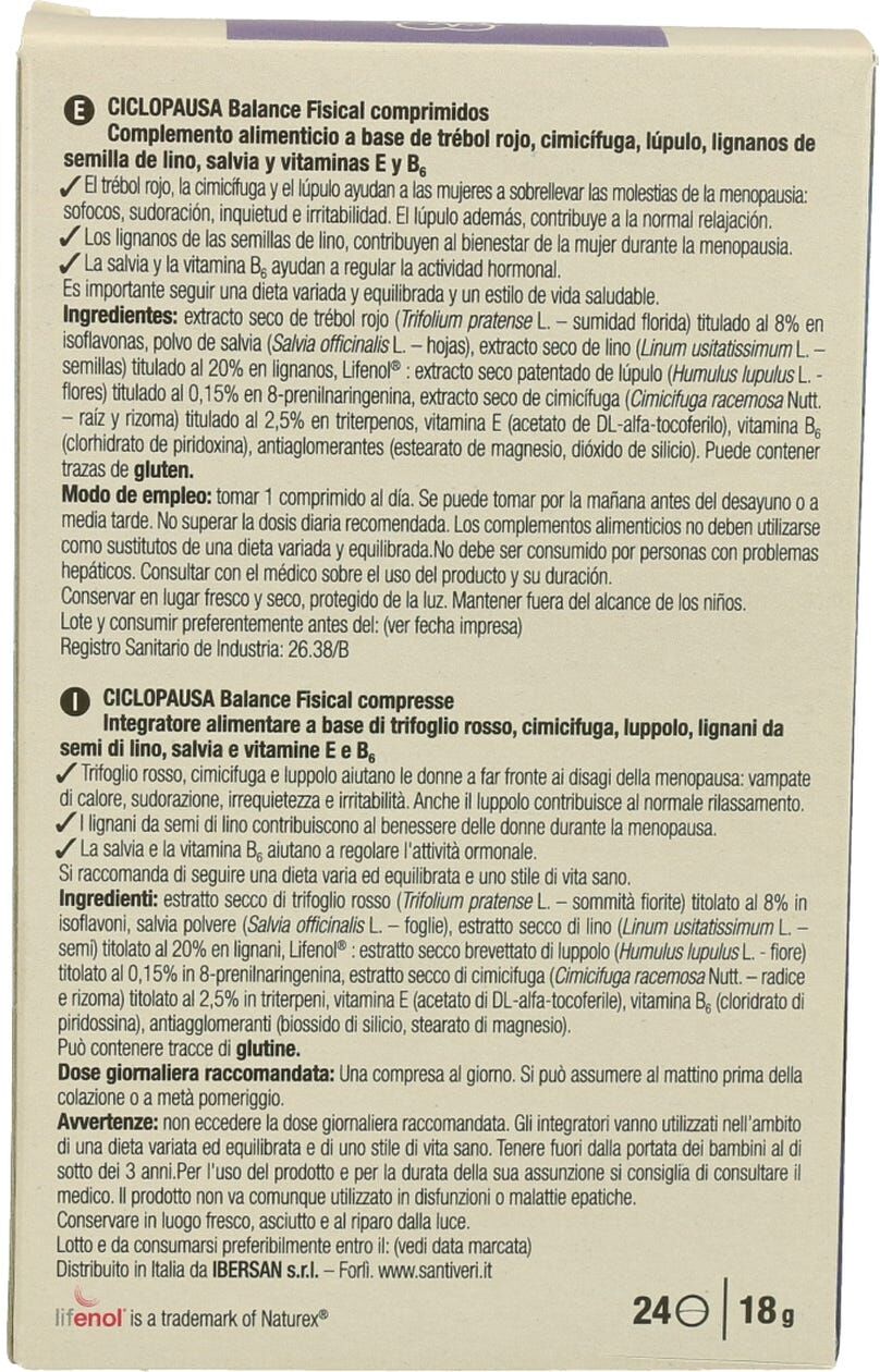 Santiveri Ciclopausa Balance Fisical 24 Cápsulas
