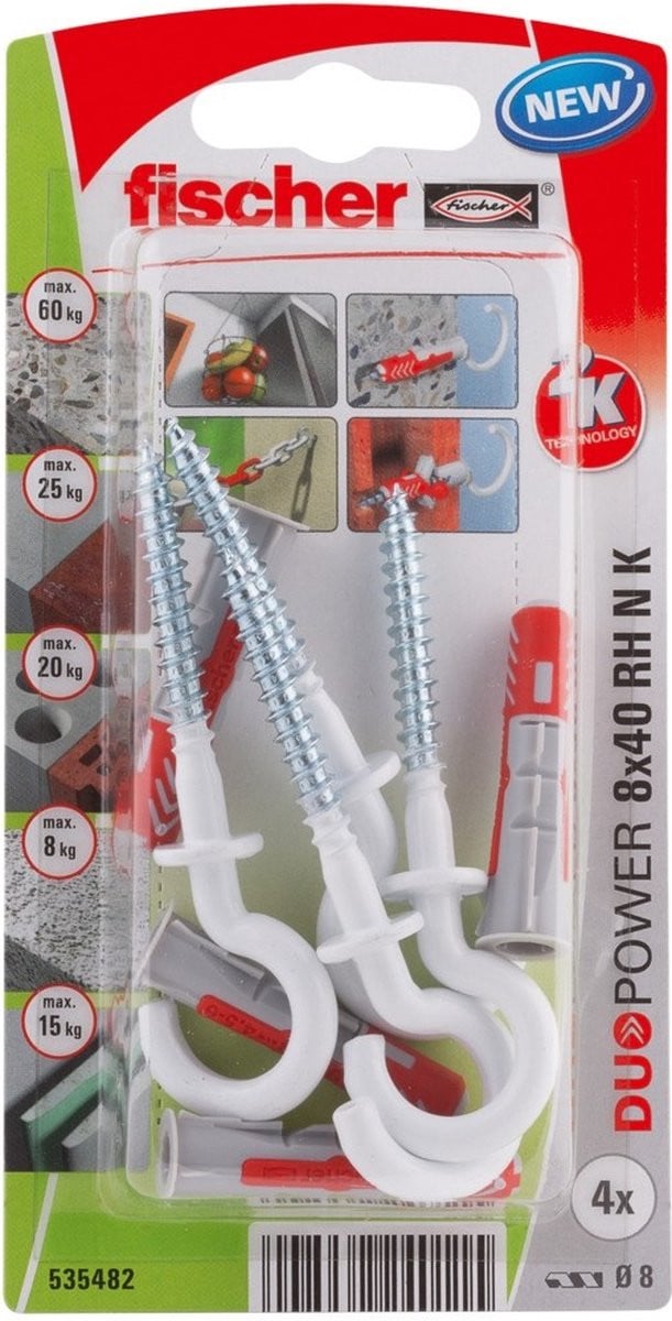 Fischer DuoPower Serie Universele Plug - Wit - 8x40 mm