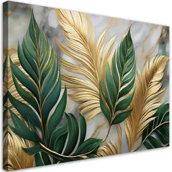 WANDBILD blätter botanik glamour marmor gold