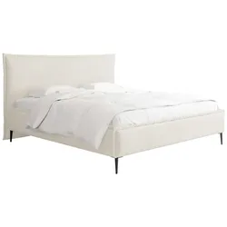 POLSTERBETT Pillow Rise mit Bettkasten, Lattenrost & hohen Metallfüßen in Creme Bouclé 200x200 cm
