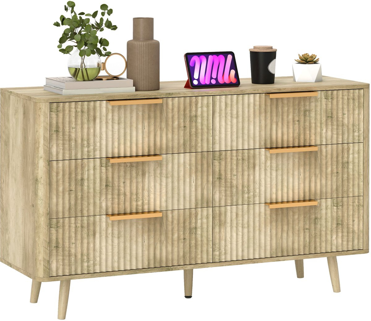 HOMCOM Ladekast in Scandinavische stijl, Eikenhout, B: 120 cm, D: 40 cm, H: 76 cm