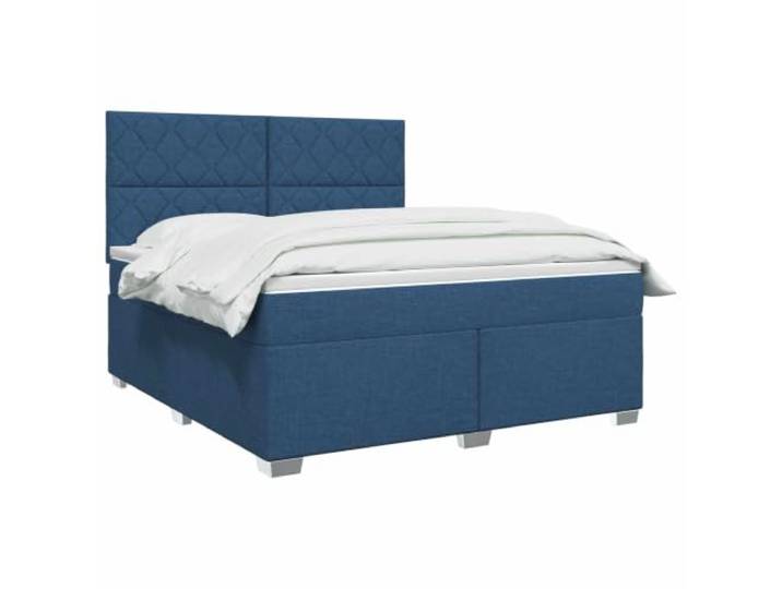 vidaXL Boxspringbett mit Matratze mit Kopfteil Blau 140 x 200 cm Stoff