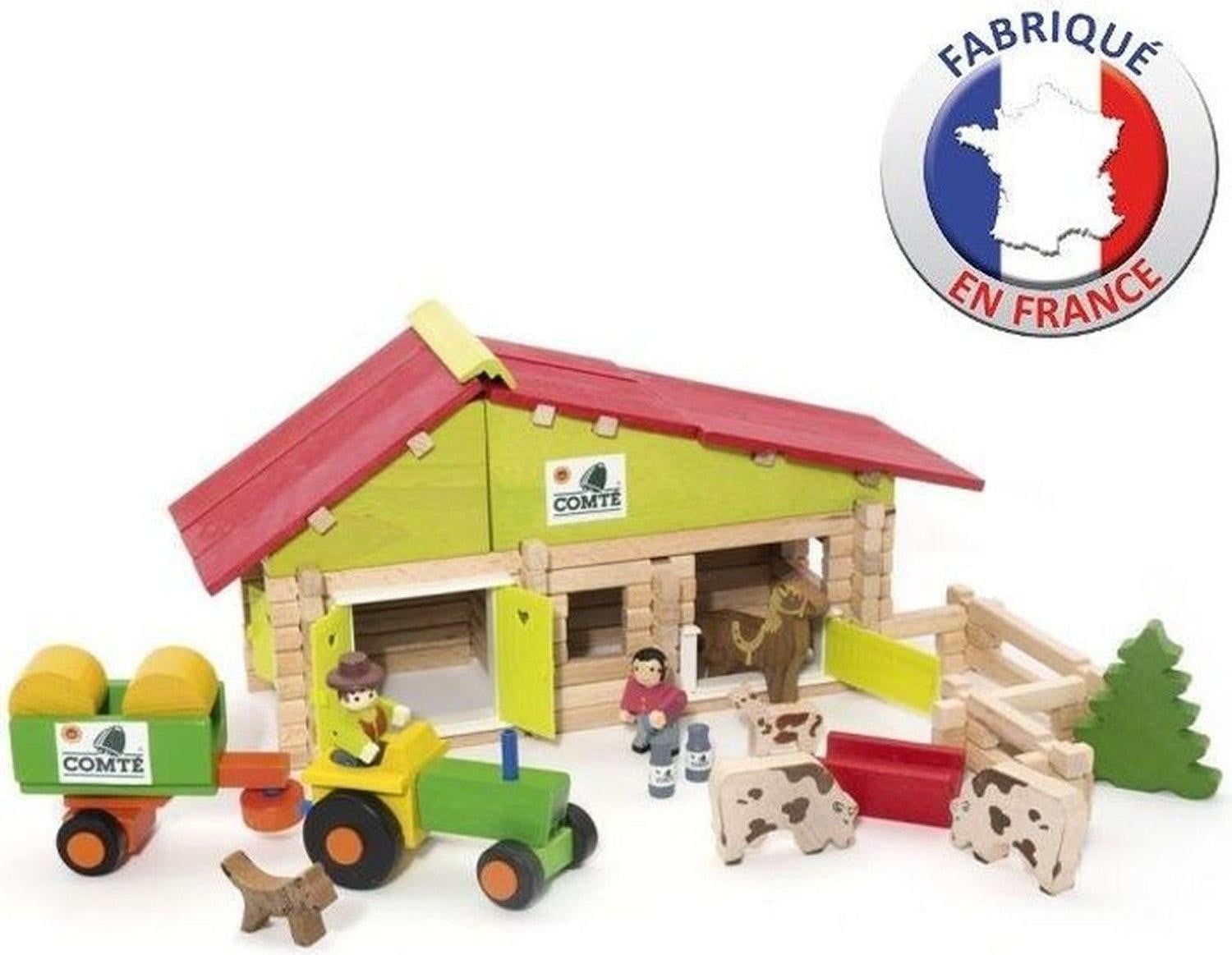 Jeujura Houten boerderij met tractor en dieren - 140 stuks