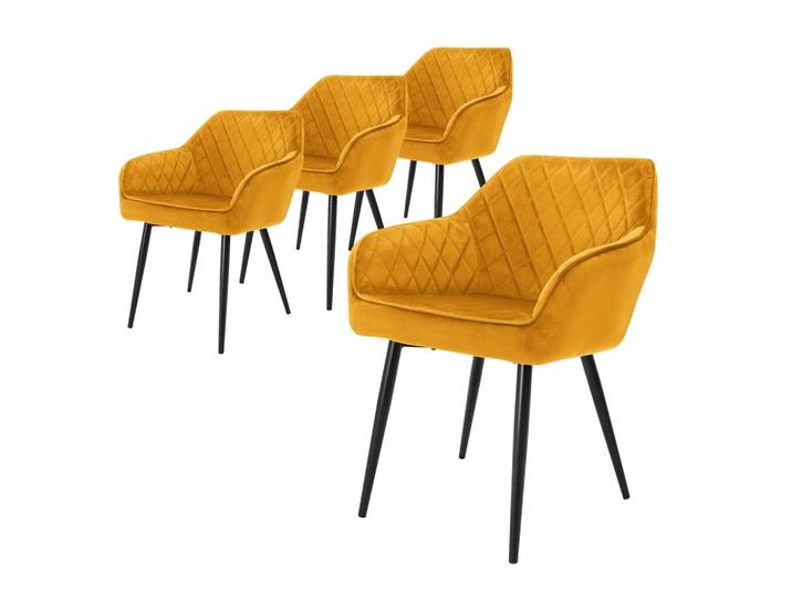 ESSZIMMERSTUHL Samt Gelb 4er Set