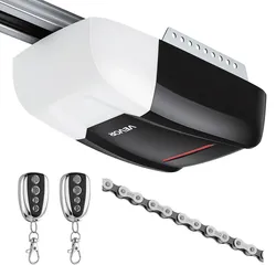 VEVOR Garagentorantrieb 800 N Garagentoröffner Hochleistungs-Kettenantrieb, für Private Garagen, 4-tlg. Schienensystem, 2 Handsender & LED-Beleuchtung, Ein-Tasten-Bedienung im Fahrzeug, Schwarz & Weiß