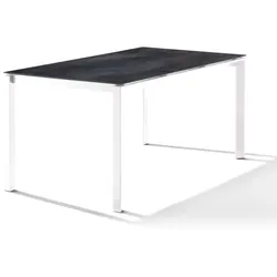 Sieger Gartentisch 160x90cm Polytec Zement anthrazit-Gestell Weiß