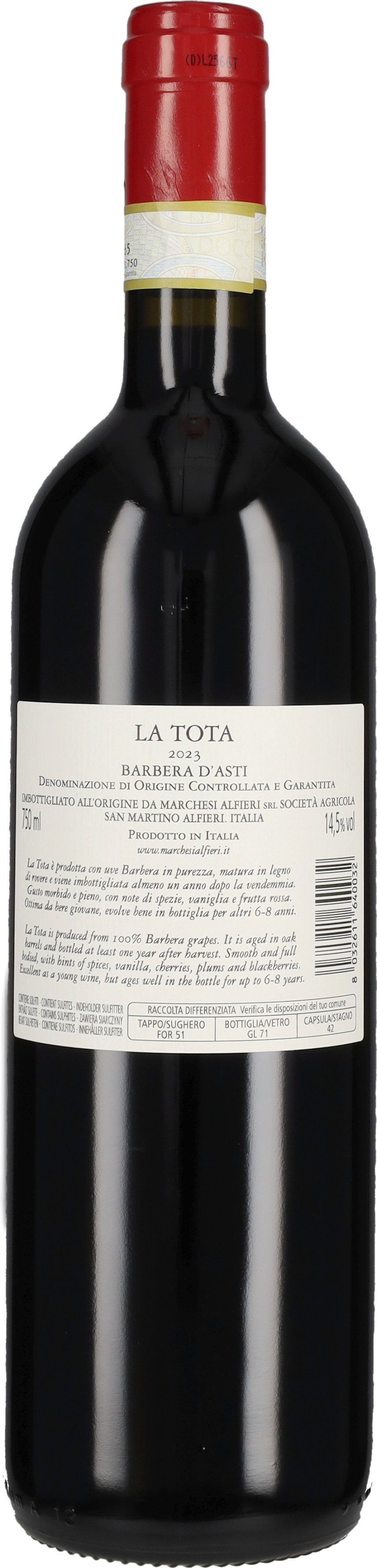 Barbera d'Asti 'La Tota' Marchesi Alfieri 2023