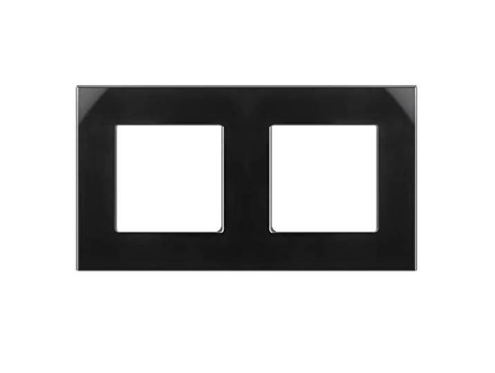 Maclean MCE729B 2-weg glazen framepaneel 157 x 86 mm voor stopcontact Modulaire wandcontactdoos Inbouwdoos Inbouwmontage Zwart (Zwart)