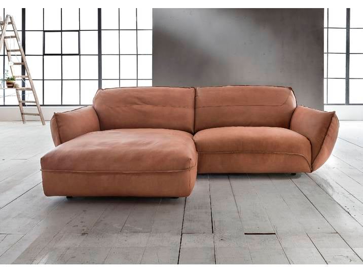 Ecksofa, Anilinleder Pallino, Cognac, 260×180 cm, Recamiere Links, Modern, BETYPE