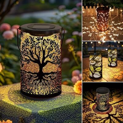 Uplift Essentials Hollow Iron Solar Garden Lantern style 1