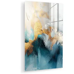 ACRYLGLASBILD Abstrakt - Kunst - Gold - Blau 80x120 cm