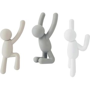 Umbra Garderobenhaken Buddy, 318165-023, grau / taupe / weiß, Einzelhaken aus Kunststoff, farbig sortiert, 3-teilig, 3 Stück