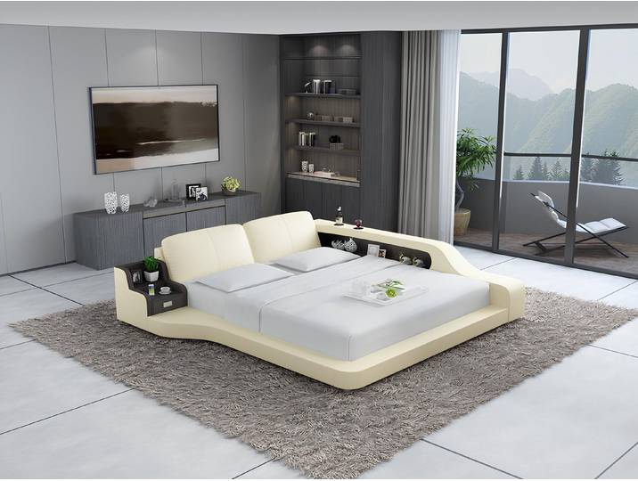 Xlmoebel, Wasserbett Lederbett mit Polsterung und Wasserfüllung für Hotels, (Wasserbett LB8841), Hergestellt in Europa