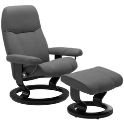 Stressless Sessel mit Hocker Consul Classic Leder Grau Batick Grey S (Small)