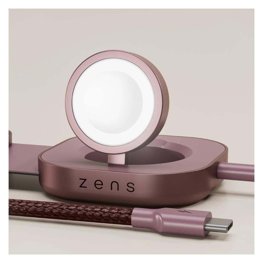 Zens Ładowarka indukcyjna 2w1 Pro 3 + ładowanie Apple Watch Qi2 15W USB-C/USB-C wiśniowy (15 W) (ZENS)