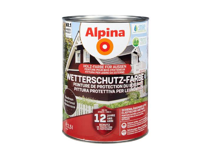 Alpina Wetterschutz-Farbe Nussbraun Braun 2.5 l Seidenglanz