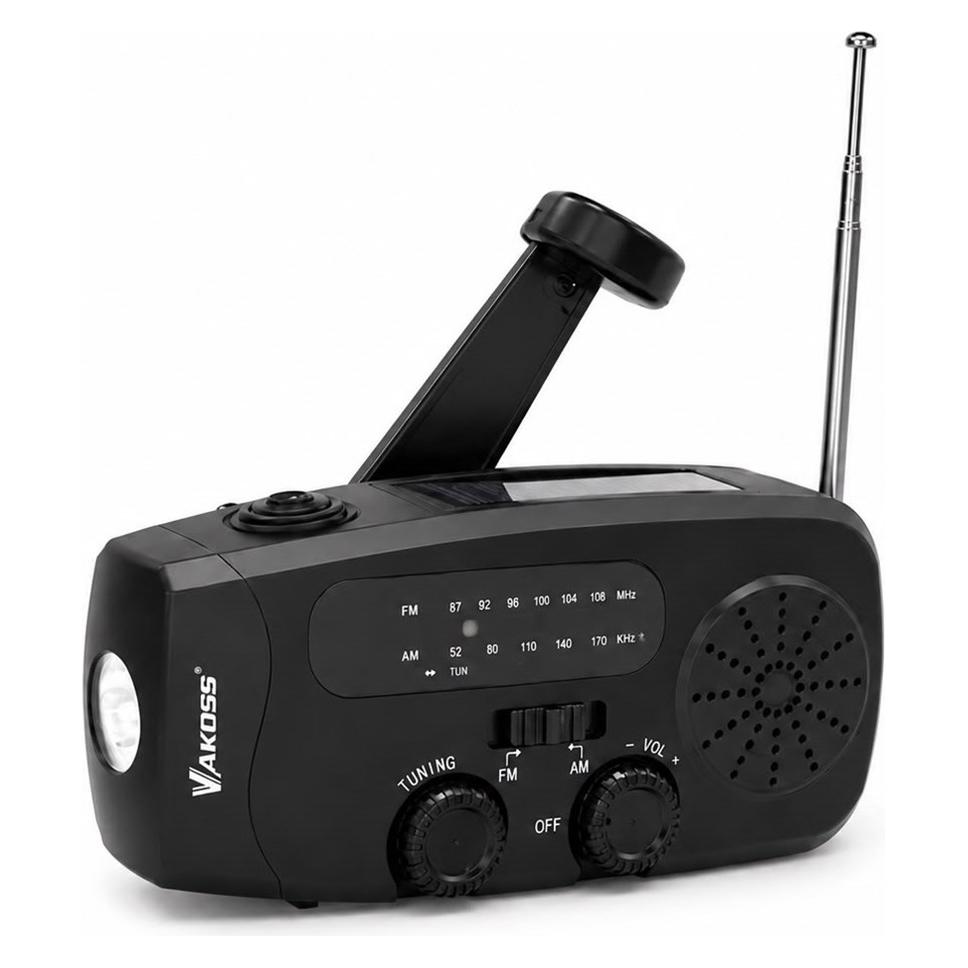 Vakoss FM-3660K Notradio (FM/AM) mit Dynamo/Taschenlampe/Powerbank/Solarpanel (AM, FM, Radio Frequency (RF)) (FM-3660K)