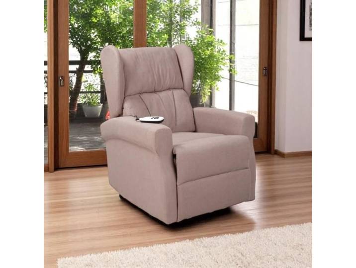 Fauteuil relax AURORA avec releveur électrique 2 moteurs tissu taupe